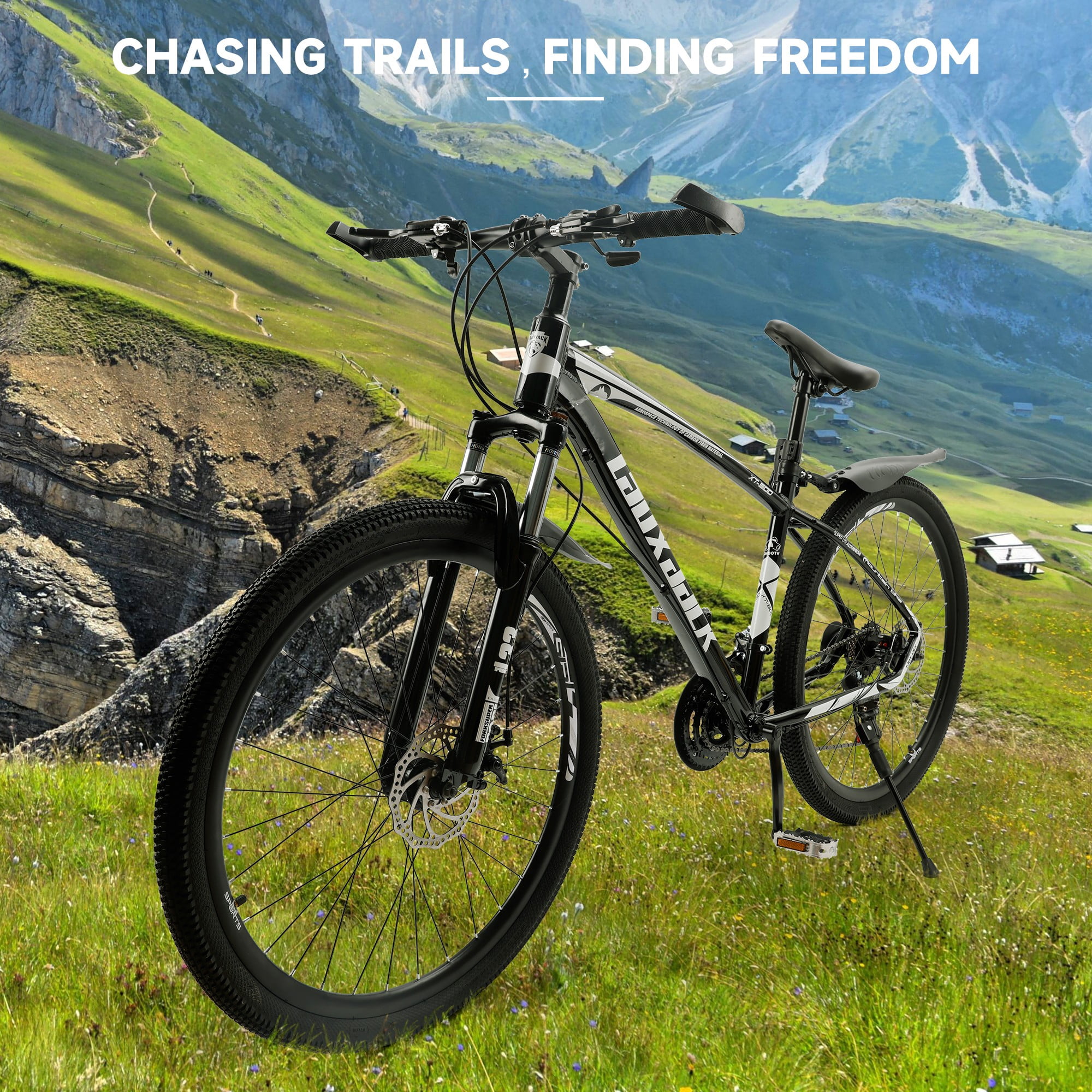 Mountain Bike, 27.5 Inch Shimano 21 Speed, Dual Disc Brake Bike for Men Womens Adult, Front Suspension Bicycle