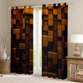 thumbnail image 2 of Feelyou Pixelated Blocks Miners Blackout Curtains Set of 2 (52x84 Each), Brown Grid Patchwork Window Curtains, Modern Video Gamepad Curtains and Drapes, Blackout Curtains Room Decor, 2 of 6