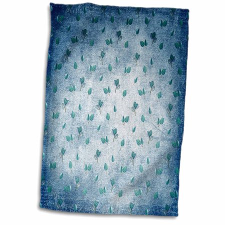 3dRose Blue and Teal Ombre Autumn Leaves Pattern - Towel  15 by 22-inch