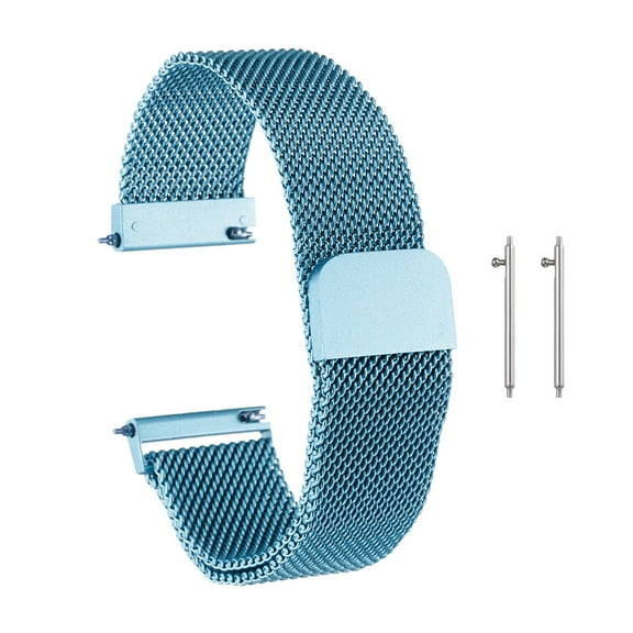 Uxcell Stainless Steel Mesh Watch Band 20mm Quick Release Metal Replacement Adjustable Watch Strap with Magnetic Buckle for Men Women, Blue