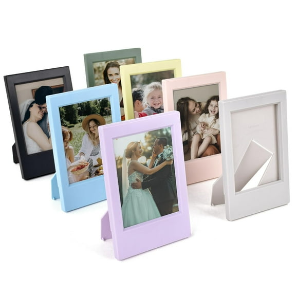7 Pack 2x3 Picture Frames Bulk for Fujifilm Instax Mini Film, Small Tabletop Photo Frame, Cute Tiny Multiple Colorful Desk Stand Up Picture Display