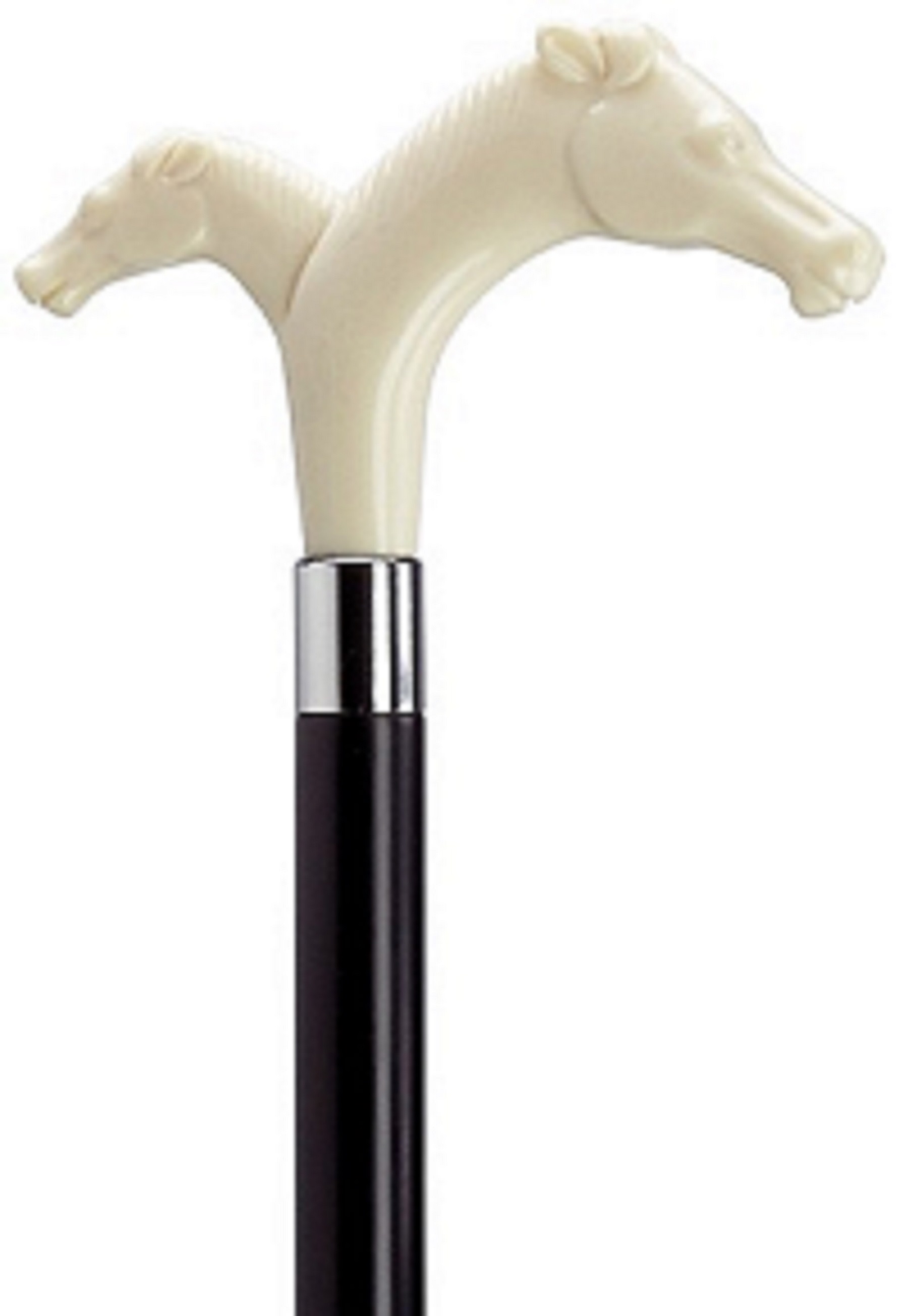 Harvy Canes Derby Double Horse Heads Walking Cane 36" Ivory