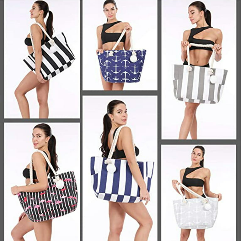 Beach Bags for Women With Top Zipper and Inner Pockets 
