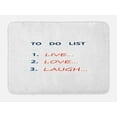 thumbnail image 1 of Live Laugh Love Bath Mat, To Do List Design with Aspirations to Reach Colorful Illustration, Non-Slip Plush Mat Bathroom Kitchen Laundry Room Decor, 29.5 X 17.5 Inches, Navy Blue Scarlet, Ambesonne, 1 of 2