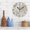 thumbnail image 3 of 10" Artistic Round Wall Decorative Desk Clock Wall Clock Home Decor 3D Beige Floral, 3 of 7
