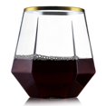 thumbnail image 1 of 32 Pack Diamond Stemless Plastic Glasses, 12 oz Unique Diamond Shape, Clear Gold Rim, 1 of 5
