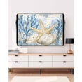 thumbnail image 3 of Outdoor TV Cover 60 to 65 Inch Weatherproof, Blue Coastal Ocean Beach Themedl Waterproof TV Screen Protector for Outside Decor with Zipper and Pocket 58"L x 37"H , Starfish Shell Coral, 3 of 7