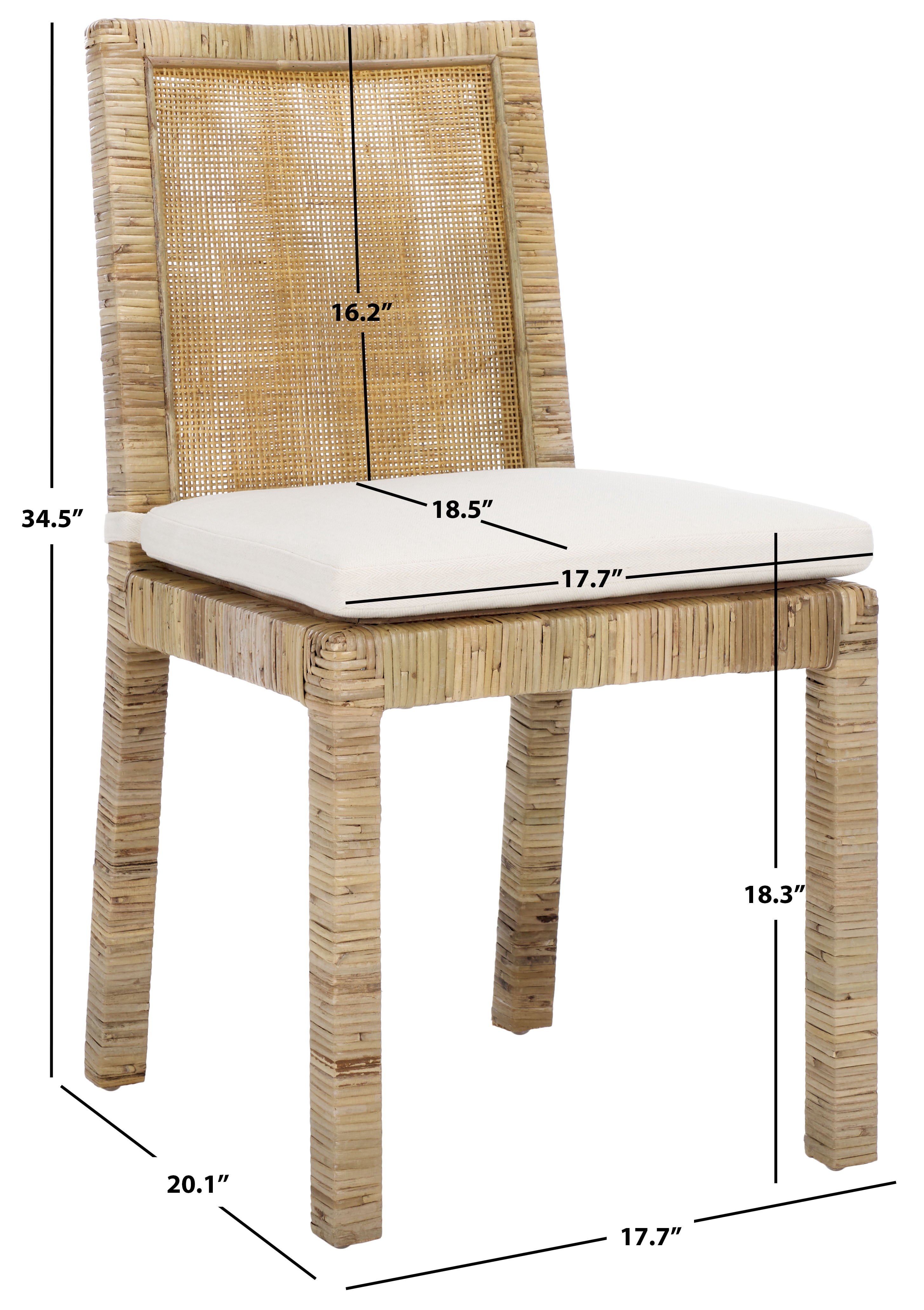 Safavieh Tojo Cane Coastal Rattan and Wood Dining Side Chairs, White/ Gray (Set of 2)
