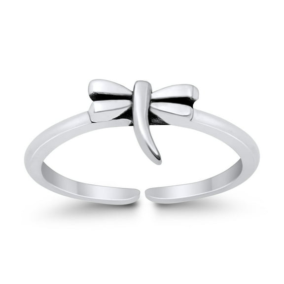6mm-Dragonfly Toe Band Ring 925 Sterling Silver Thin Adjustable Stylish Rings for Women