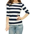 thumbnail image 4 of INSPIRE CHIC T-shirt à Manches au Coude pour Femme d'Halloween, Haut Décontracté Basique à Encolure Bateau, Coupe Ajustée, Très Petit, Bleu, 4 of 6