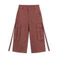 thumbnail image 3 of WAGUTH Womens High Waist Cargo Capri Pants Multi Strap Flap Pocket Loose Utility Cropped Pants for Street Daily Wear, 3 of 6