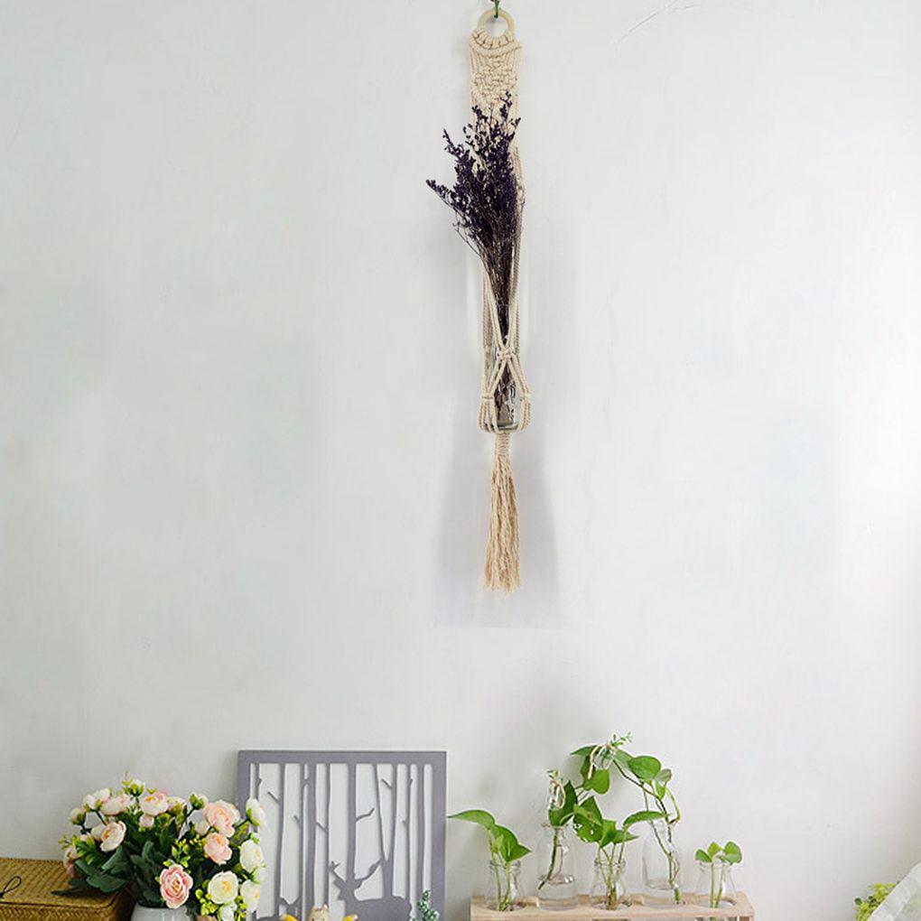 nobrand Hanging Air Plant Holder Container Flower Bottle Wall Decor Macrame Plant Holder Wall Tapestry 