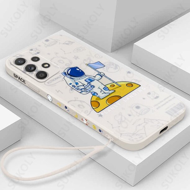 Funda con cordón de astronauta para Samsung Galaxy, A52, A32, A12, A51, A53, A54, 5G, A73, S22, S20 FE, S21 Ultra, S22, S23, S10 Plus Fivean unisex