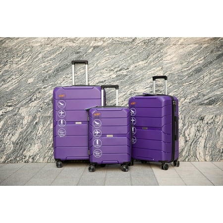 Travelhouse Hardshell Suitcase Spinner Wheels PP Luggage Sets Lightweight Suitcase With TSA Lock, 3-Piece Set (20/24/28)