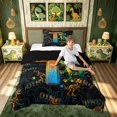 thumbnail image 2 of meiyoeat Dinosaur T Initial Twin Comforter Sets, Cartoon Animals Bedding Set for Boys Girls, Black Reversible, 2-Piece, 1 Comforter and 1 Pillowcase, 2 of 6