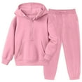 thumbnail image 6 of Abcomgle Sweatshirt Set for Girls Oversized Half Zip Hooded Sweatshirts and Warm Sweatpants Athletic Tracksuit Kids Girls,Pink,13-14Years, 6 of 8