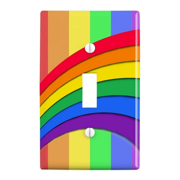 Double Rainbow Pride Arc Plastic Wall Decor Toggle Light Switch Plate Cover