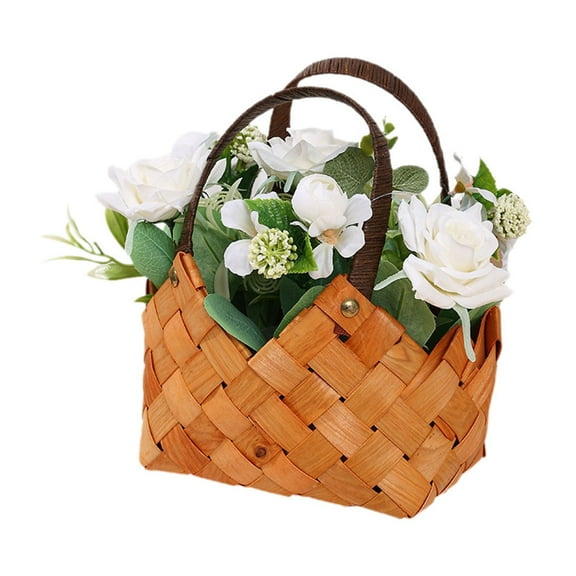 EUDIDV Artificial Plants; Handheld Flower Basket Simulation Flowers Decorative Ornaments Style Home Wedding Props Flowers Fresh Arrangements Flowers;for Home and Office