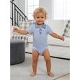 thumbnail image 6 of Loicainy Infant Baby Boy Romper 3 6 12 18 Month Short Sleeve Lapel Collar Stripes Print Bodysuit Newborn Playsuit, 6 of 9