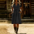 thumbnail image 7 of Bxsruta Women’s V Neck Short Sleeve Cotton Linen Fit & Flare Midi Dress with Pockets Casual Summer Dress, 7 of 7