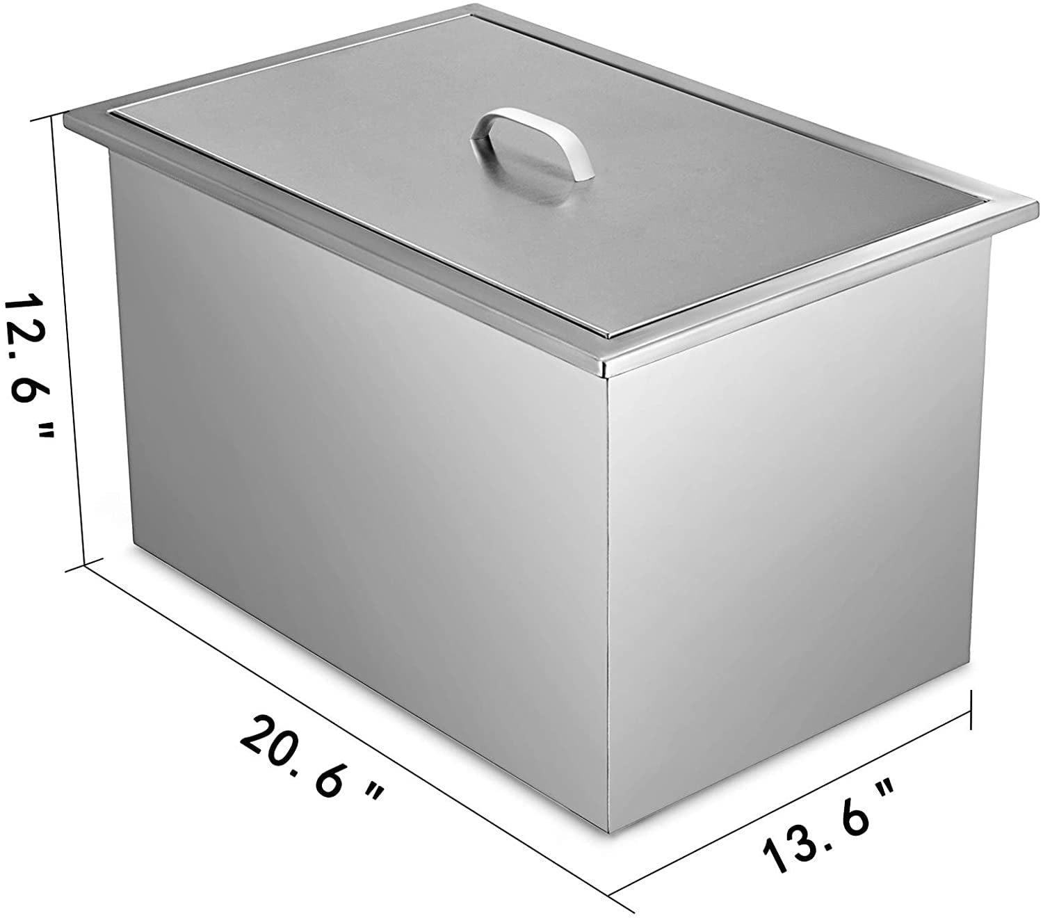 23 x 17 x 12 KITGARN Drop-in Ice Chest with Sliding Cover Stainless Steel Single Ice Chest Cooler Insulated Wall Wine Cooler Drop in Cooler 23 x 17 x 12 for Wine Beer Juice