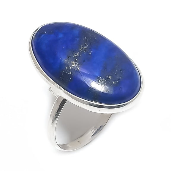 Natural Lapis Lazuli Gemstone 925 Sterling Silver Jewelry Ring Size 7