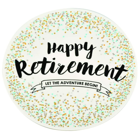 Enesco 6002633 Our Name is Mud Happy Retirement Platter, 11.25 Inch, Multicolor