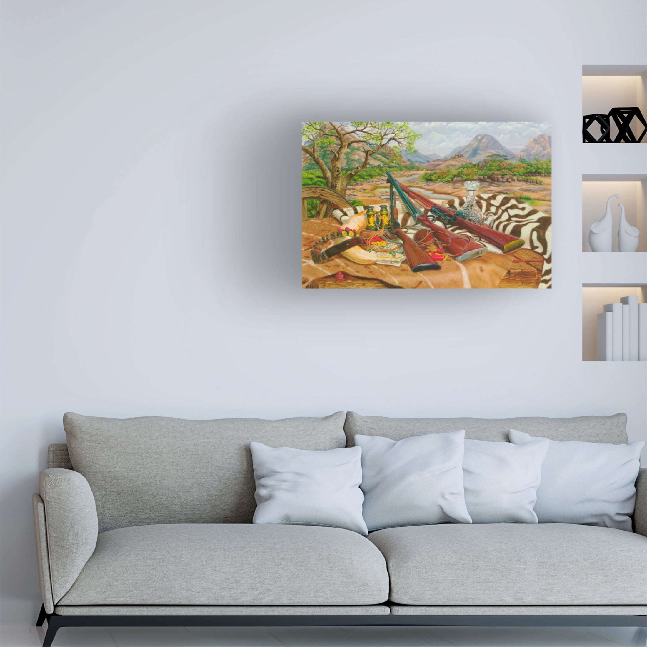 Canvas Wall Art - Delene Lambert 'Hunting Still Life 1' Wall Art for Living Room, Bedroom, or Office Décor by Trademark Fine Art - 19 x 12 Inches