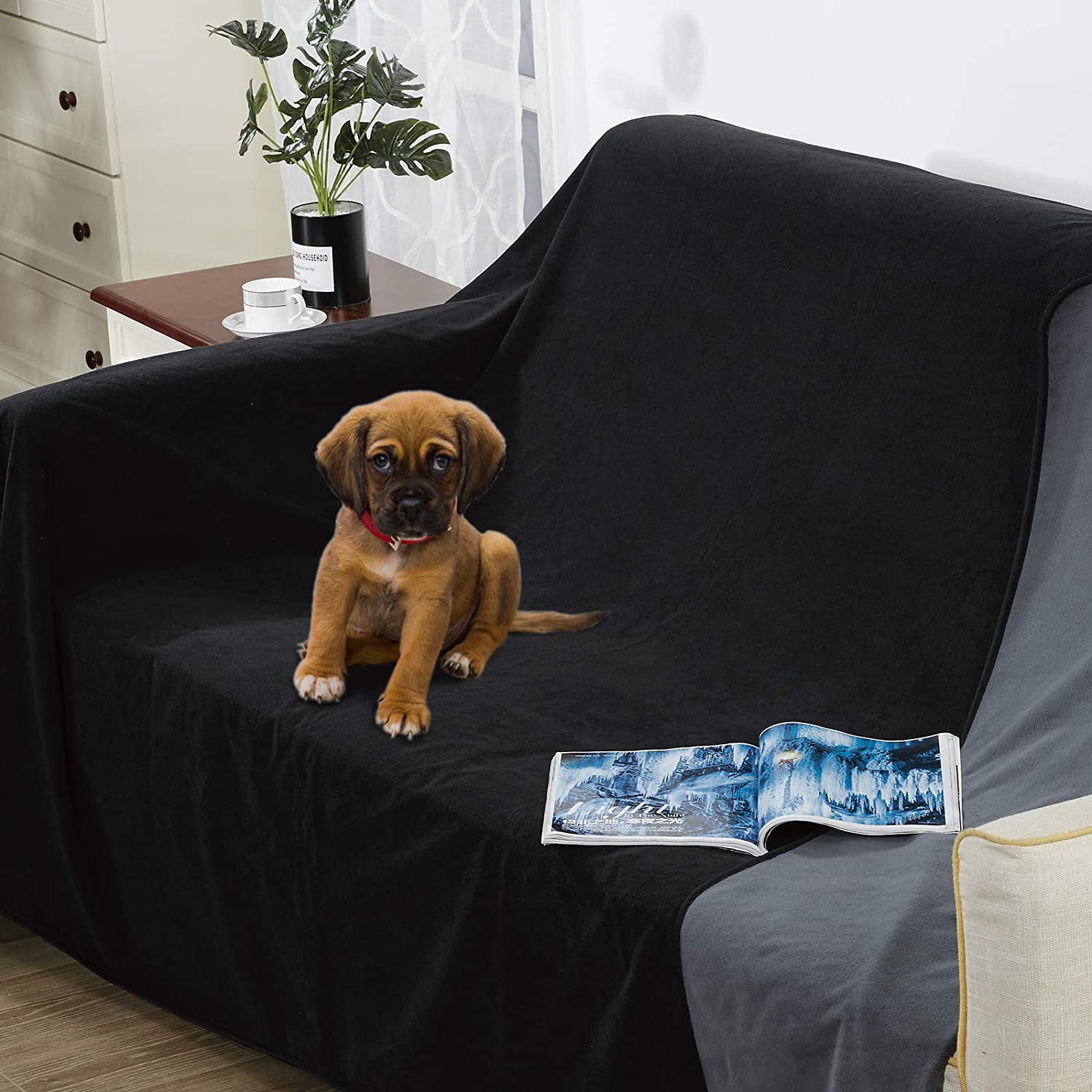 Light Grey,Reversible Lightweight Softan Waterproof 100% Leak Proof Blanket for Baby Adults Pets Dogs Cats,Pee Proof,3 Layer Protector for Bed,Sofa and Couch,Sofa:60x120,Charcoal