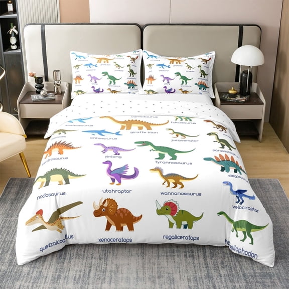 Erosebridal Duvet Cover Twin Size Dinosaur,Cute Dino Bedding Set,Set of Ancient Dinosaur Comforter Cover,Jungle Animal Bed Sets with 1 Pillowcase All Season