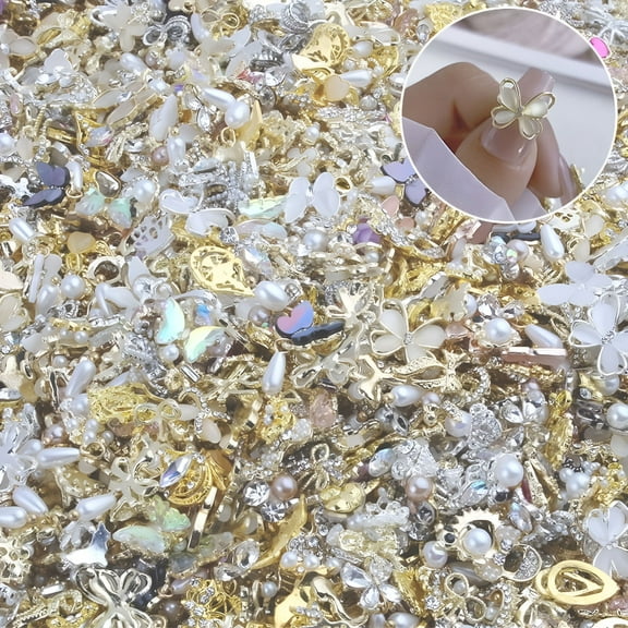 VANIDO Luxury Nail Art Dangle Jewelry (Heart/Bowknot) Mixed Style 3D Nail Art Charms for Women and Girls