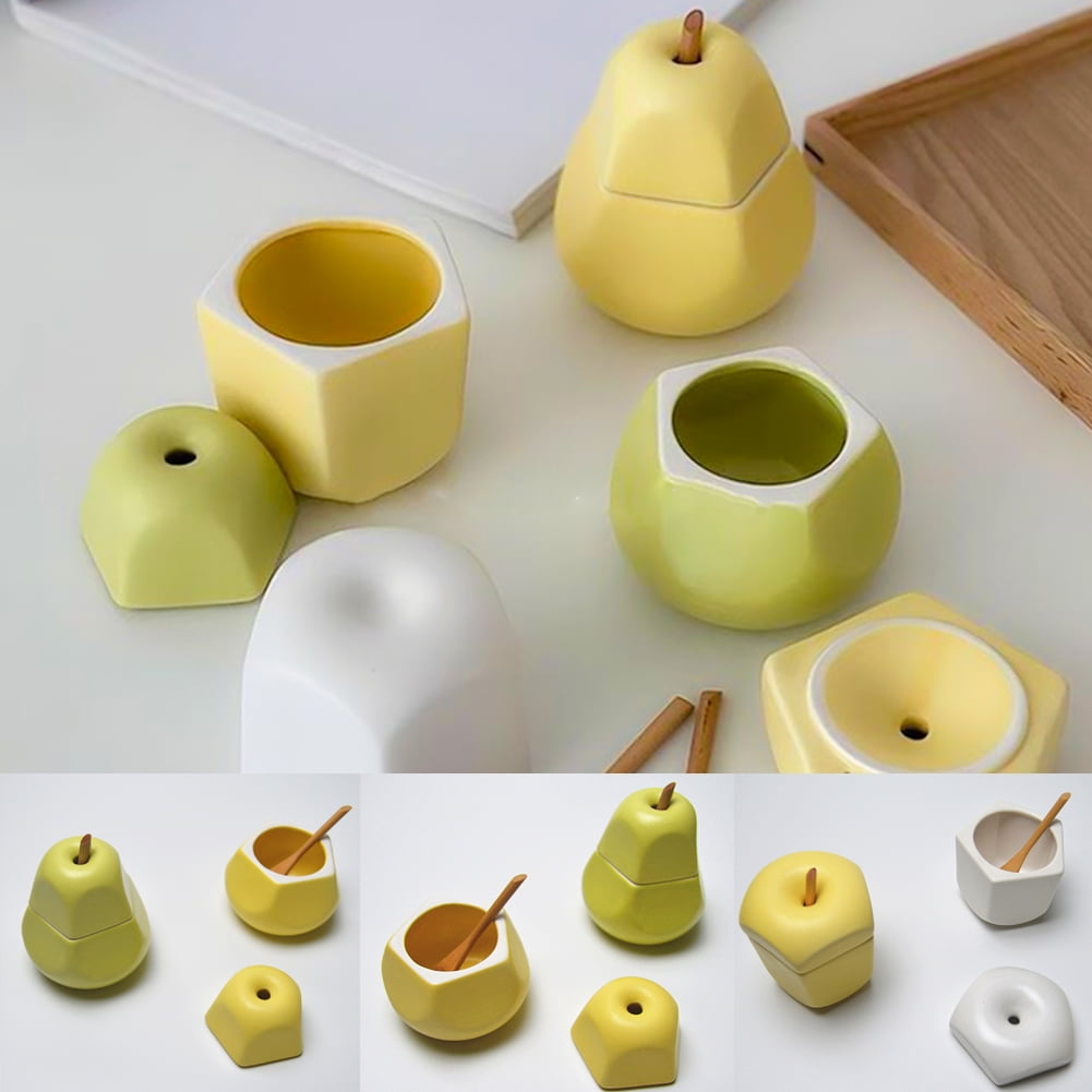 Ceramics Dot Sugar Salt Pepper Storage Jar Seasoning Pot with Lid And Spoon
