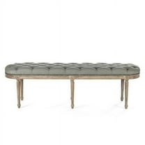 Zentique ZEN03 E272 I Michel Tufted Bench, Sea Foam Green Linen - 62 x 20 x 16 in.
