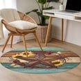 thumbnail image 4 of Small Round Rug 3Ft Washable Non-Slip, Country Star Vintage Circle Area Rugs for Living Room Bedroom, Sunflower Farmhouse Teal Brown Western Berry Indoor Floor Mats Carpet Runner for Home Decor, 4 of 8