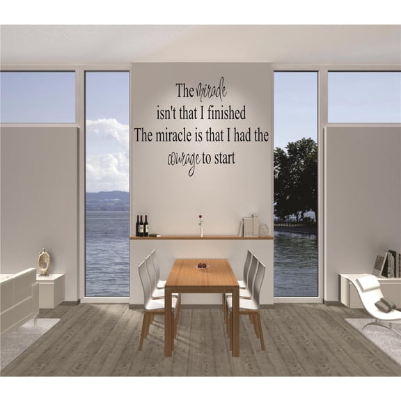 Family Miracle is Courage to Start Inspirational Quotes & Sayings Wall Decal Decoration Miracle is Courage to Start Inspirational Quote Lasts Years and Easily Removable - Size: 20 In(W) x 30 In(H)