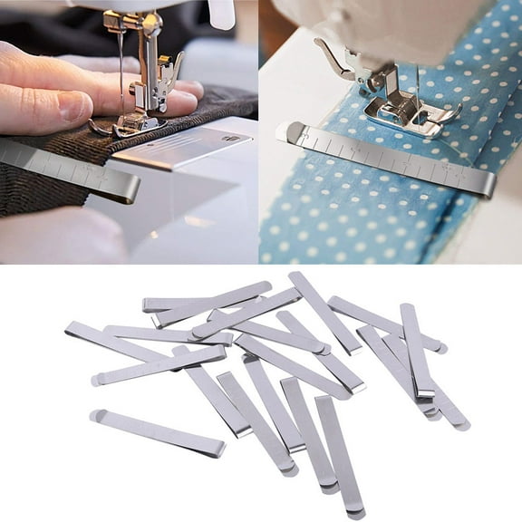 20-Piece Stainless Steel Hemming Clip Set, Professionals Sewing Clips Pack, 3-Inch Ruler Edge with Non-Slipes Grip for Fabric Sewing & Quilting