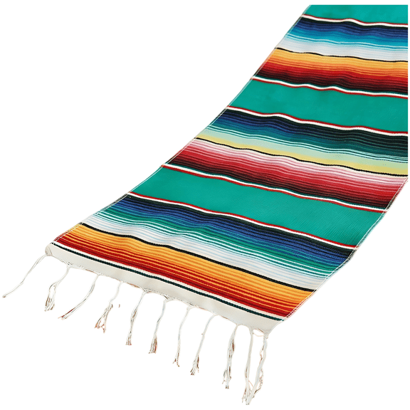 Multicolor Mexican Serape Table Runner, 47.2 x 70.9 in / 120 x 180 cm Large Rectangular Fringe Cotton Tablecloth for Dining Decor, Picnic Blanket, Wedding & Fiesta Party Decorations