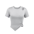 thumbnail image 5 of Njagoc3 Women's Crew Neck Short Sleeve Side-Slit Slim Fit Cropped Top,Gray,XL, 5 of 6