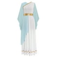 thumbnail image 5 of YIZYIF Womens Halloween Toga Dress Ancient Greece Roman Queen Dress Up Chiffon Gold Trims Long Dress Light Blue XL, 5 of 7