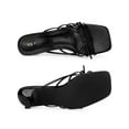 thumbnail image 3 of INSPIRE CHIC Women's Square Toe Strappy Strap Kitten Heels Slide Sandals Black 7, 3 of 7