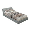thumbnail image 2 of Ambesonne Retro Fitted Sheet & Pillow Sham Set, Wooden Oak Country Door Retro, Twinxl, Brown, 2 of 2