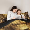 thumbnail image 2 of Manfei Gold Lion Comforter Sets Queen Size, Retro Western Knight Comforters & Duvets, Anime Cartoon Reversible Bedding Queen Comforter Set, Microfiber Bedroom Decor, 3pcs, 2 of 8