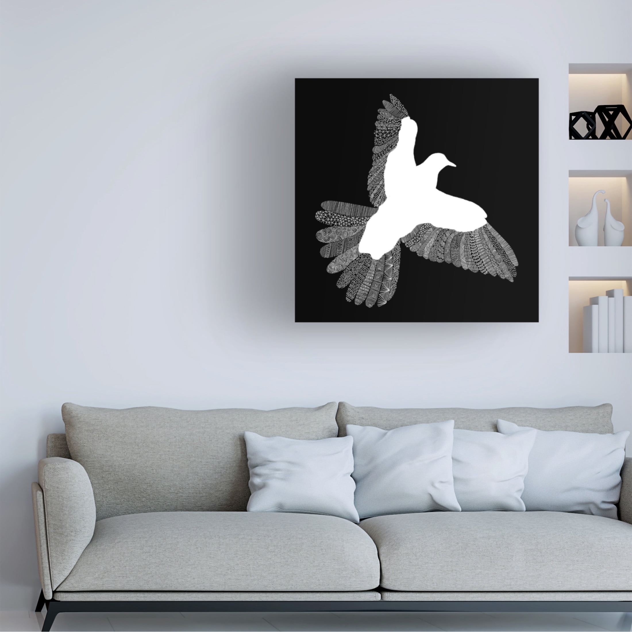 Trademark Fine Art Florent Bodart Bird Black Canvas Wall Art