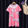 thumbnail image 1 of Pijamas infantiles de verano para niñas, lindos pijamas de manga corta con cuello redondo de dibujos animados, ropa de hogar holgada y delgada para niñas de talla mediana y niños mayores, 1 of 2