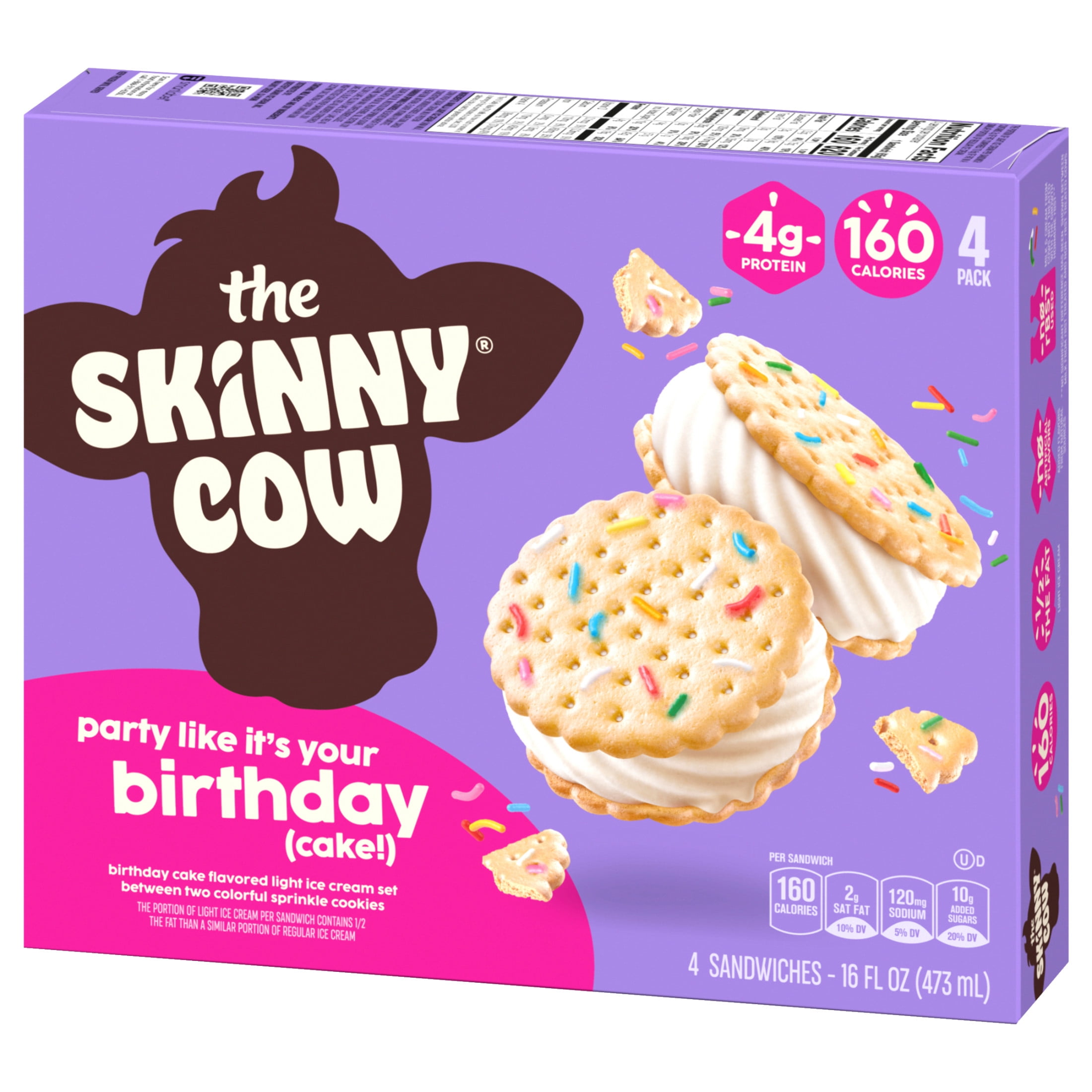 Skinny Cow Birthday Cake Light Ice Cream Sandwiches, 4 Count