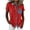 #051-Red, variant on Craaazy Womens Loose Fit Prints Patchwork Collared Short Sleeve Topss Casual Button Down Shirts for Summer Gifts