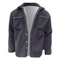 thumbnail image 5 of Wuxian Men Fuzzy Jacket Button Down Turndown Collar Shirt Jacket Soft Thermal Lined Open Front Coat With Pockets Fall Winter Warm Casual Dailywear,Grey,L, 5 of 6