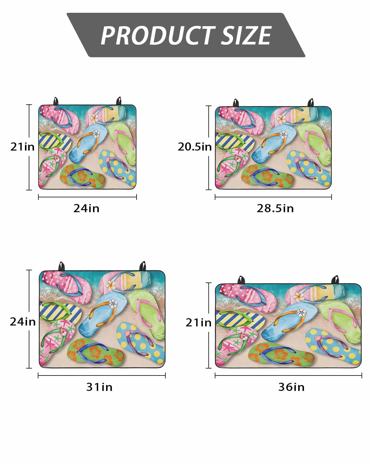 Stove Top Covers for Electric Stove, Colorful Flip Flops Glass Stovetop Cover Protector, Summer Blue Beach Ocean Induction Cooktop Protector Oven Mat for Kitchen Countertop 28.5"x20.5"