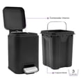 thumbnail image 4 of Bote De Basura Cuadrado Acero Inoxidable 3l Home Styles Negro, 4 of 9