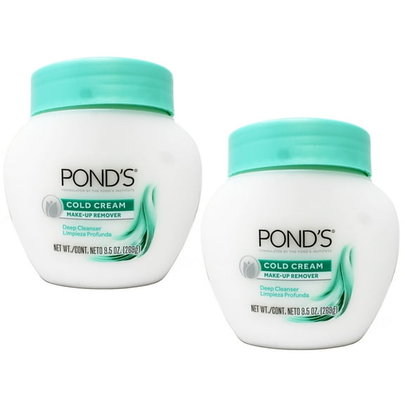 POND'S Cold Cream, Skin Care Facial Cleanser for All Skin Types, Deep Moisturizing Face Wash & Make -Up Remover, 9.5 oz - 2 Pack
